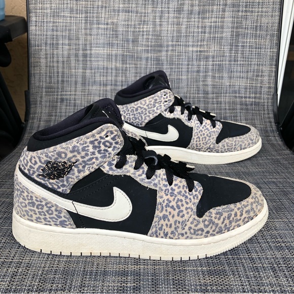 Nike Other - Nike Air Jordan 1 Mid SE Leopard Girls Youth size:4Y